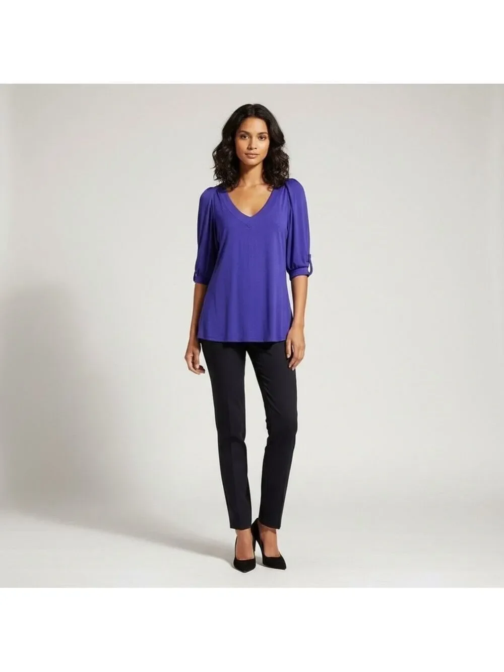 Banana Republic Balloon Puff Sleeve V Neck Blouse Small